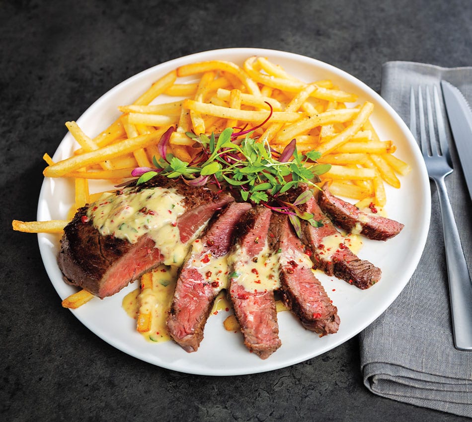 Steak Frites with Pink Peppercorn Béarnaise
